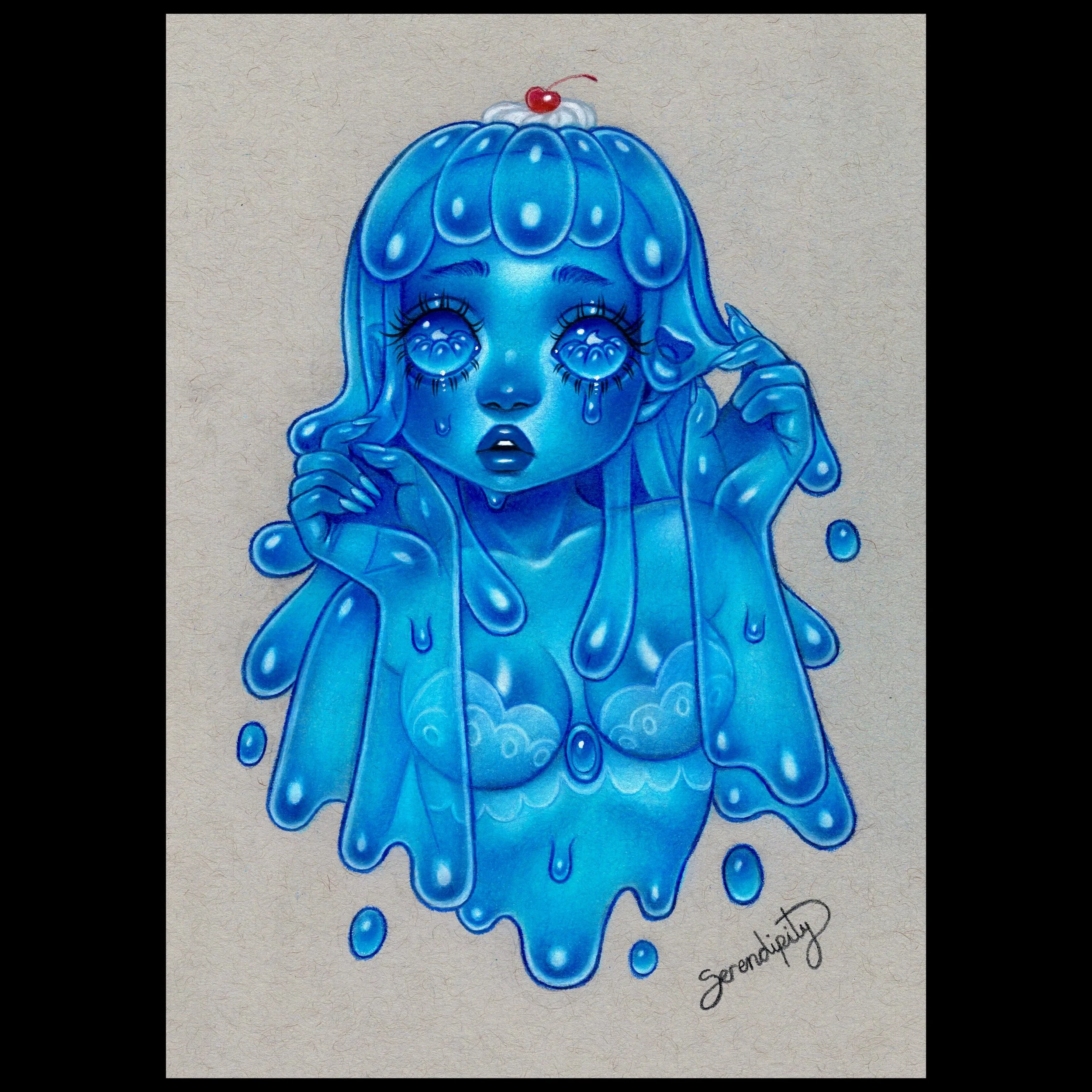 Pink Unicorn Original colored pencil illustration — Serendipity